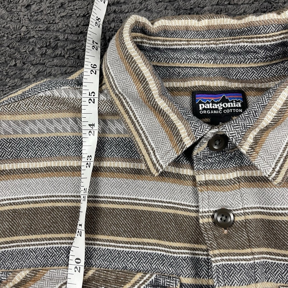 Patagonia Organic Cotton Men's S Button Front Flannel‎ Stripe Long Sleeve Shirt - Picture 7 of 8